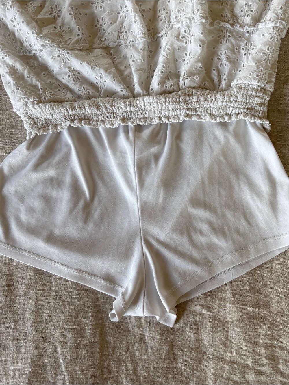 White Eyelet Ruffled Mini Skirt - Picture 2 of 3